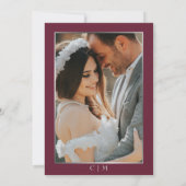 Elegant Blood Red & Silver Script Photo Wedding 招待状 (裏面)