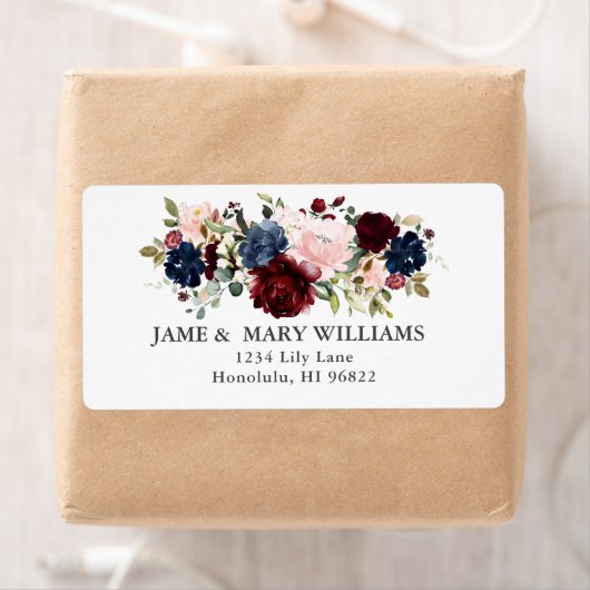 Elegant Bloom Blush Burgundy Navy Roses H2 ラベル (インサイチュ)