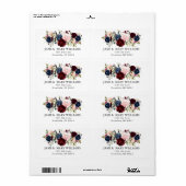 Elegant Bloom Blush Burgundy Navy Roses H2 ラベル (フルシート)