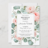 Elegant Blooming Birthday Party 招待状 (正面)