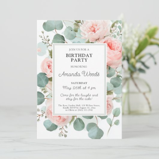 Elegant Blooming Birthday Party 招待状 (スタンド正面)