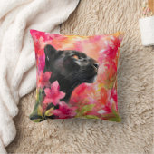 Elegant Blooming Floral Wild Black Panther クッション (ブランケット)