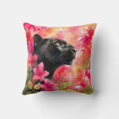 Elegant Blooming Floral Wild Black Panther クッション (裏面)