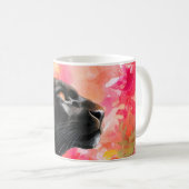 Elegant Blooming Floral Wild Black Panther コーヒーマグカップ (正面右)