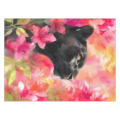 Elegant Blooming Floral Wild Black Panther テーブルクロス (正面(横))