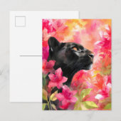 Elegant Blooming Floral Wild Black Panther 案内ポストカード (正面/裏面)