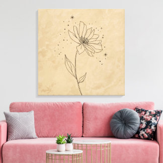 Elegant Blooming Flower Art Print | Minimalist キャンバスプリント