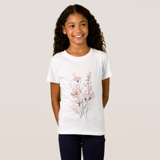 Elegant Blooming Flower Illustration Tシャツ (正面フル)