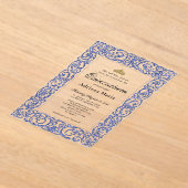 Elegant Blue 15th Birthday Quinceanera アクリル招待状 (レイダウン)