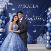 Elegant Blue 18th Birthday Backdrop Tapestry タペストリー