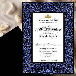 Elegant Blue 18th Birthday Debut 招待状