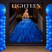Elegant Blue 18th Birthday Photo Backdrop タペストリー