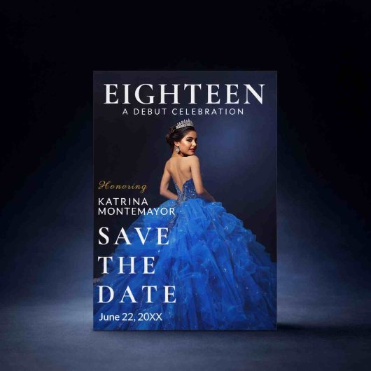 Elegant Blue 18th Save Date