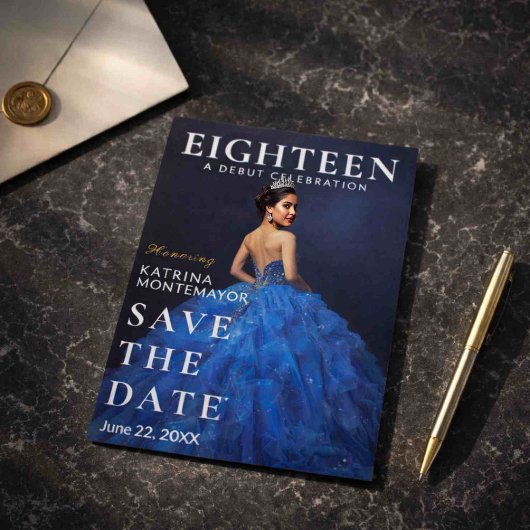 Elegant Blue 18th Save Date
