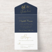 Elegant Blue 60th Birthday Party オールインワン招待状 (内側)