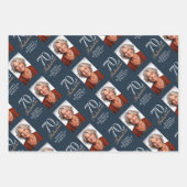 Elegant Blue 70 and Fabulous 70th Birthday Photo ラッピングペーパーシート (正面2)