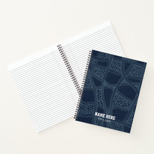 Elegant Blue Abstract Personalized Spiral Notebook ノートブック (内部)
