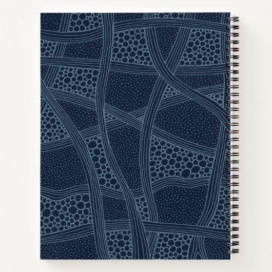 Elegant Blue Abstract Personalized Spiral Notebook ノートブック (裏面)