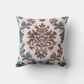 Elegant Blue and Burgundy Damask Pattern クッション (裏面)