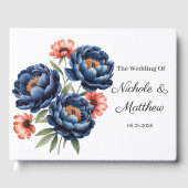 Elegant Blue and Burnt Orange Floral Wedding  ゲストブック (正面)