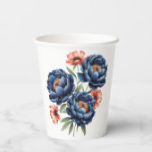 Elegant Blue and Burnt Orange Floral Wedding 紙コップ (裏面)