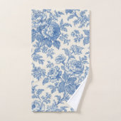 Elegant Blue and Cream Floral Toile de Jouy バスタオルセット (ハンドタオル)