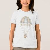 Elegant Blue and Cream Watercolor Hot Air Balloon トライブレンドＴシャツ (正面)