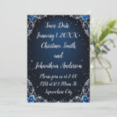 Elegant Blue and Crystal Design Wedding Invitation 招待状 (スタンド正面)