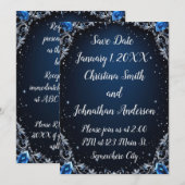 Elegant Blue and Crystal Design Wedding Invitation 招待状 (正面/裏面)