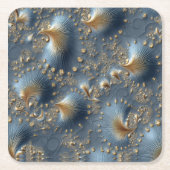 Elegant Blue and Gold Abstract Cardboard Coasters スクエアペーパーコースター (正面)