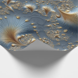 Elegant Blue and Gold Abstract Luxury Wrapping Pap ラッピングペーパー