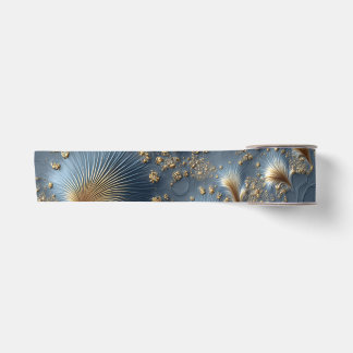 Elegant Blue and Gold Abstract Satin Ribbon サテンリボン