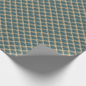 Elegant Blue and Gold Art Deco Fan Pattern Tablecl ラッピングペーパー (角)