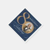 Elegant Blue and Gold Custom Photo 80th Birthday  スタンダードカクテルナプキン (角)