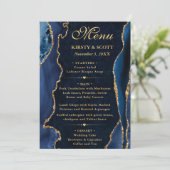 Elegant Blue and Gold Faux Glitter Agate Wedding メニュー (スタンド正面)