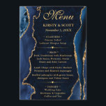 Elegant Blue and Gold Faux Glitter Agate Wedding メニュー<br><div class="desc">A striking design featuring deep navy blue agate textures accented with shimmering gold glitter for a glamorous, modern finish. Elegant flowing script pairs with bold serif typography to create a refined, high‑end aesthetic. The rich blue tones evoke sophistication and timeless elegance, while metallic gold accents add warmth and sparkle. Perfect...</div>