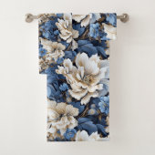 Elegant Blue and Gold Floral Bath Towel バスタオルセット (インサイチュ)