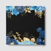 Elegant Blue and Gold Flowers Birthday Party ゲストブック (裏面)