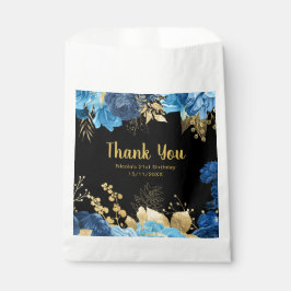 Elegant Blue and Gold Flowers Birthday Party  フェイバーバッグ