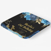 Elegant Blue and Gold Flowers Birthday Party  ペーパープレート (傾斜あり)