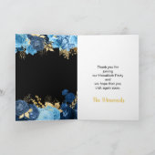 Elegant Blue and Gold Flowers Hanukkah Party サンキューカード (内部)