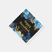 Elegant Blue and Gold Flowers Hanukkah Party スタンダードカクテルナプキン (角)