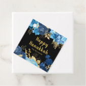 Elegant Blue and Gold Flowers Hanukkah Party フェイバータグ (インサイチュ)