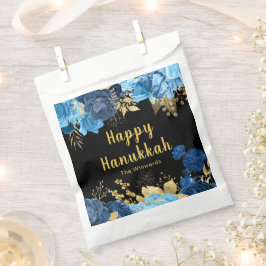 Elegant Blue and Gold Flowers Hanukkah Party フェイバーバッグ