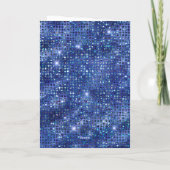 Elegant Blue and Gold Glitter Photo Name Birthday カード (裏面)