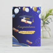 Elegant Blue and Gold Graduation Congratulations C 案内状 (スタンド正面)