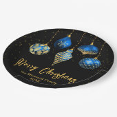 Elegant Blue and Gold Ornament Christmas ペーパープレート (アングル)