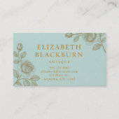 Elegant Blue and Gold Rose Business Card 名刺 (正面)