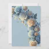 Elegant blue and gold roses baby boy shower 招待状 (裏面)