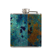 Elegant Blue and Gold Vine Abstract Personalised フラスク (裏面)
